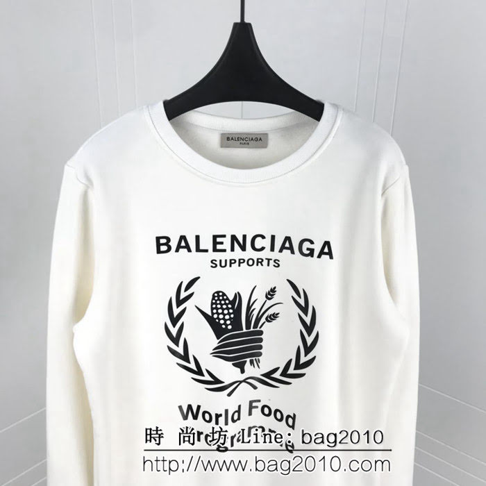 Balenciaga巴黎世家 18ss秋冬新款套頭衛衣 糧食計畫署系列圖案 定制純棉加絨面料 高版本男女同款 ydi2061